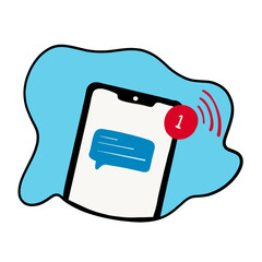 Incoming Message Notification vector  Icon – Flat Smartphone Alert Illustration