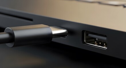 Modern laptop receiving power from a USB Type C charger and a regular USB port on the side