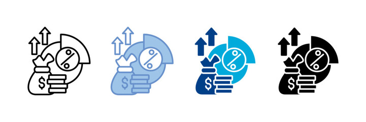 Profit Margin Icon set multiple style collection