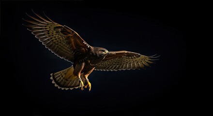 Powerful Hawk Soaring: Flight against Dramatic Dark Sky