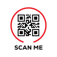 Scan QR code icon. Digital scanning qr code. QR code scan for smartphone. Scan Here text on top of the qr code
