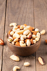 Healthy mix nuts. Almonds, hazelnuts, cashews, peanuts, pistachios, Brazil nuts