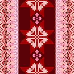 Pixelated Geometric Floral Tile Design