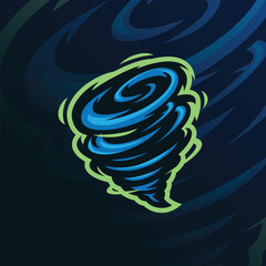 Tornado mascot logo design vector with modern illustration concept style for badge, emblem and t shirt printing. Tornado illustration for sport team.