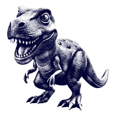 Black Threshold Silhouette of 3d tyrannosaurus rex dinosaur. dot effect trex clipart. isolated on transparent background. © illustration clipart