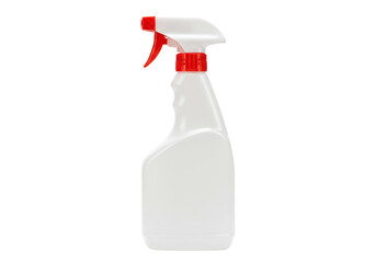 Isolated white spray bottle with red trigger cleaning or disinfecting equipment Isolated on transparent background