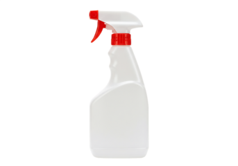 Isolated white spray bottle with red trigger cleaning or disinfecting equipment Isolated on transparent background