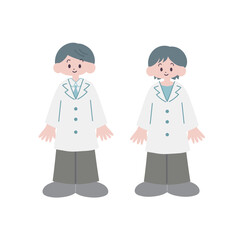 白衣を着た男女