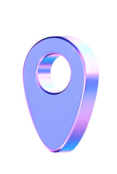 Map pointer icon vector illustration. 3D location pin illustration with blue and purple gradient