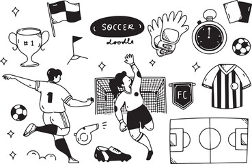 Soccer Doodle Vector | Hand-Drawn Football, Player, Goal, and Sports Icons Sketch Pack

