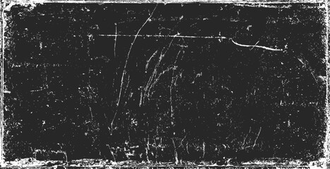 Texture of old surface on black background with white scratches. Worn, torn, weathered effect. Distressed black texture.Vector illustration, EPS 10.