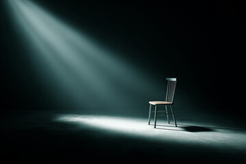 Isolated Chair Under Spotlight - Leadership Concept
