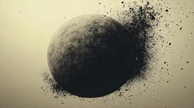 Abstract sphere disintegration effect, concept of fragility and decomposition process