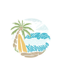 vintage artwork graphic for outdoor, fishing, adventure, summer, and vintage car t-shirt design.