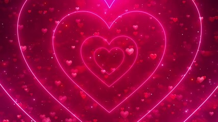 Wedding pink heart shapes background video concept of valentine's day, like button, fountain, design element, emotion, social media, happiness, pop up, flying hearts and sparkles hearts love bokeh - Powered by Adobe