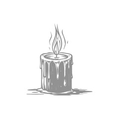 Candle with Lit Flame Hand-drawn Illustration