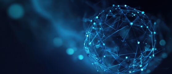 The glowing sphere representing interconnected digital networks in a futuristic setting.