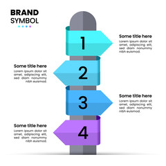 Infographic template. Signpost with 4 arrows and numbers