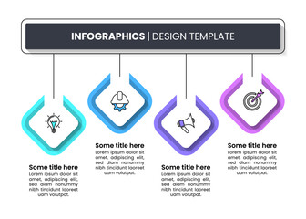 Infographic template. 4 hanging squares with icons