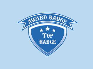 award badge, top badge, emblem, shield logo, achievement, vector badge, certificate seal, honor award, vintage badge, retro design, blue badge, star badge, success symbol, certification emblem