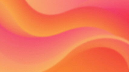 Abstract blurred background featuring fluid wavy shapes in shades of orange and pink with a grainy texture