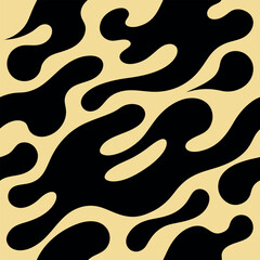 Abstract Black and Beige Organic Fluid Shapes Pattern Background