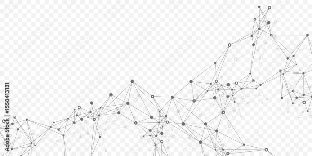 Aufkleber Abstract tech network connection dots. Digital technology and big data analysis background. White background with plexus lines. Geometric background with abstract mesh