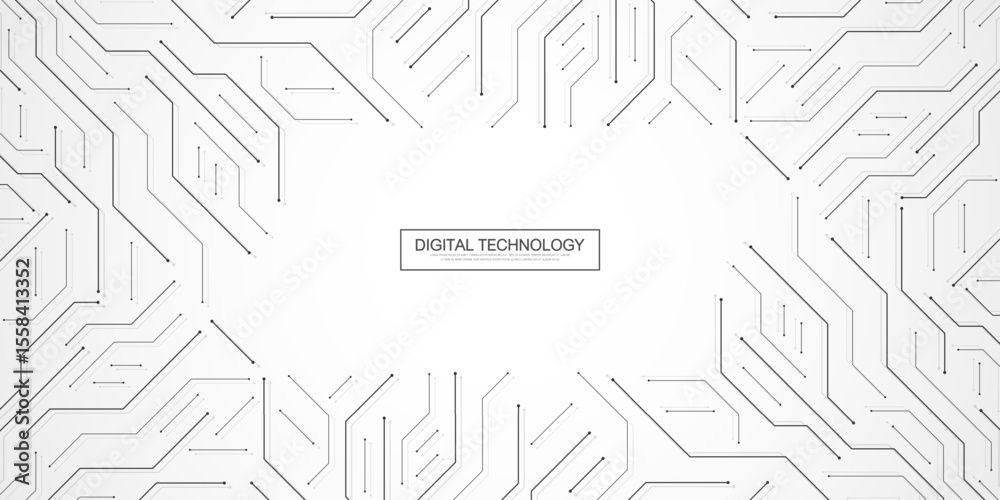Aufkleber Motherboard technology abstract texture design. Creative idea AI banner concept for internet technology. Software coding. Digital concept for poster, cover, banner, header, web, presentation template.