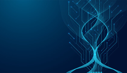 Motherboard tree concept of network technology background. Futuristic circuitry flow element. Database branch information software coding. Big data semiconductor technology. Vector illustration.
