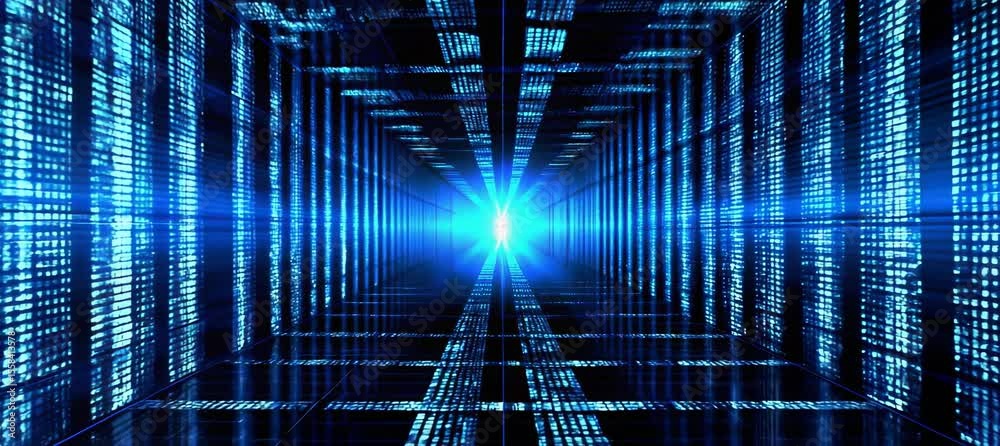 Poster virtual digital space portal background. future time travel tunnel. generative video ai technology.