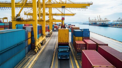 Naklejka premium Cargo ship dock