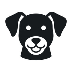 Dog head flat black vector icon. Golden retriever icon.