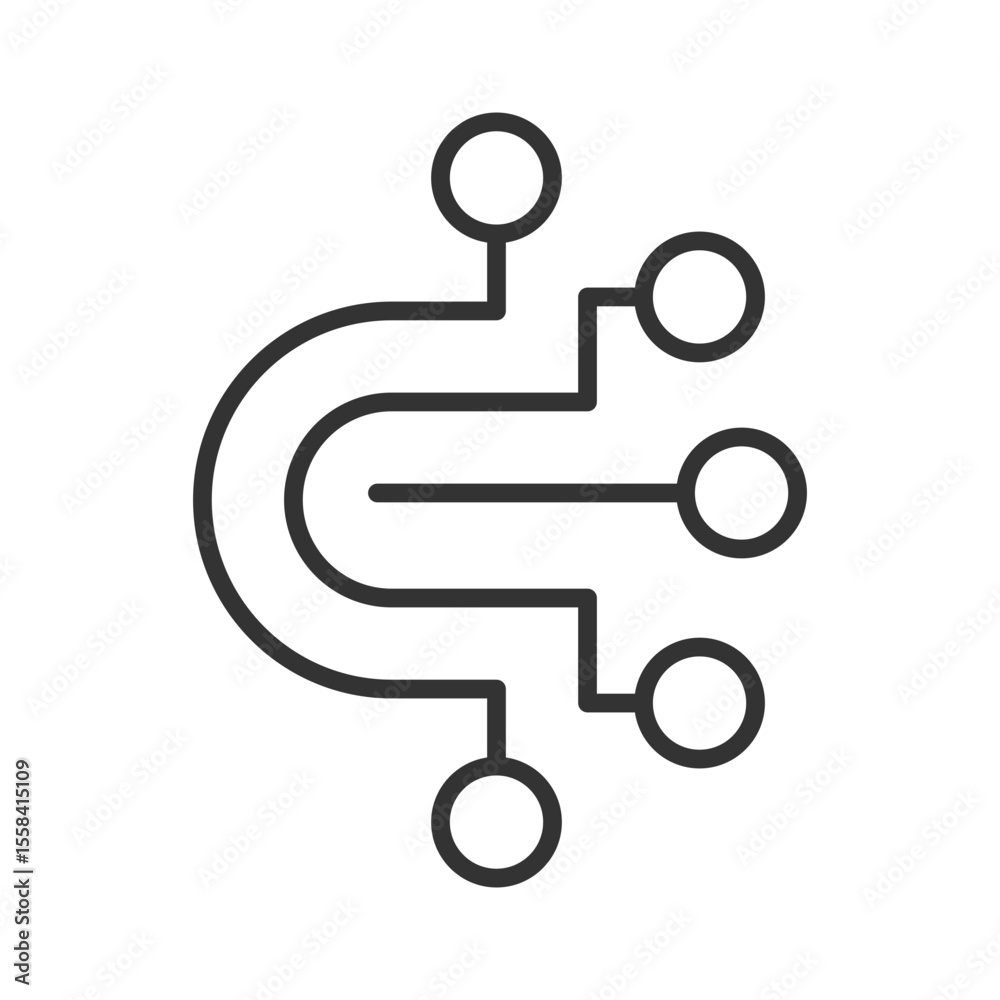 Poster circuit board path linear icon. network nodes. information technology. digital network. computer eng