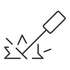 Welding torch linear icon. Metal fabrication. Construction equipment. Manual labor. Industrial work. Thin line illustration. Contour symbol. Vector outline drawing. Editable stroke