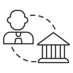 B2G model linear icon. Business to government. Business model. Government regulations. Public administration.Thin line illustration. Contour symbol. Vector outline drawing. Editable stroke