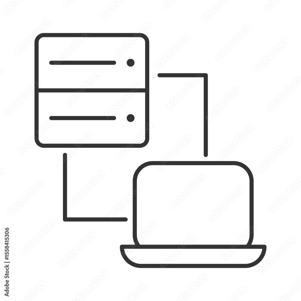 Poster Extranet linear icon. Access to server. Computing infrastructure. Server connectivity. Data processing. Thin line illustration. Contour symbol. Vector outline drawing. Editable stroke