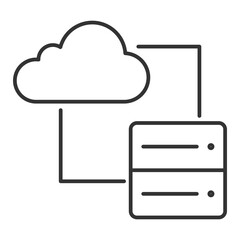 Cloud computing linear icon. Data storage. Cloud connected to server. Internet technology. Data center. Thin line illustration. Contour symbol. Vector outline drawing. Editable stroke
