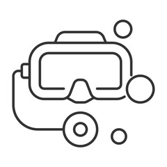 Fototapeta premium Diving mask linear icon. Snorkeling and scuba diving equipment. Underwater goggles. Aquatics sport gear. Thin line illustration. Contour symbol. Vector outline drawing. Editable stroke