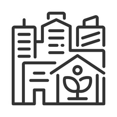 Urban farming pixel perfect linear icon. Indoor growing, rooftop. Modern city. Greenhouse gardening, hydroponics. Thin line illustration. Contour symbol. Vector outline drawing. Editable stroke