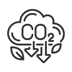 CO2 emissions pixel perfect linear icon. Greenhouse gas. Pollution reduce, decarbonization. Global warming, climate. Thin line illustration. Contour symbol. Vector outline drawing. Editable stroke