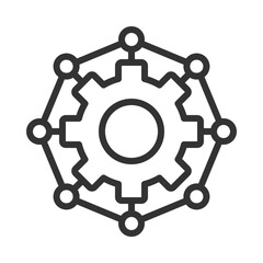 Automation process pixel perfect linear icon. Efficiency management, engineering system. Quality control, processing. Thin line illustration. Contour symbol. Vector outline drawing. Editable stroke
