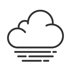 Fog linear icon. Cloud with horizontal lines symbolizing haze. Weather forecast. Low visibility, atmospheric moisture. Thin line illustration. Contour symbol. Vector outline drawing. Editable stroke