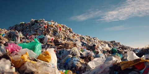 The immense garbage heap highlighting environmental challenges and pollution issues.