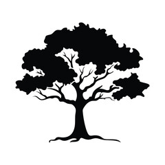 High-quality black tree silhouette with detailed branches and leaves. Perfect for nature themes, logos, tattoos, and design projects.