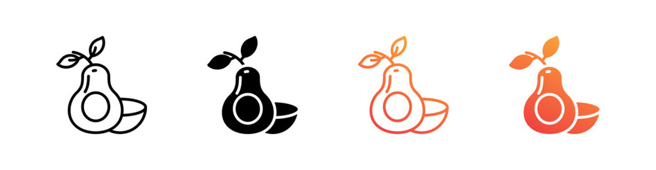 Avocado Multiple Style Icon Set 