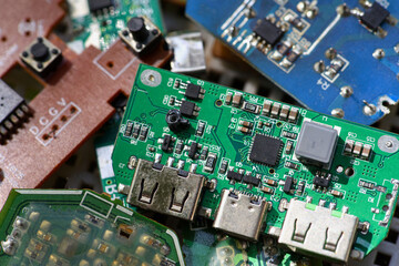 old electronic circuit boards for recycling . Electronic waste