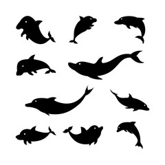 dolphin silhouettes set