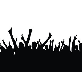 Silhouette happy young group party people together dancing, cheering crowd dance to the music at musical concert – stock vector

