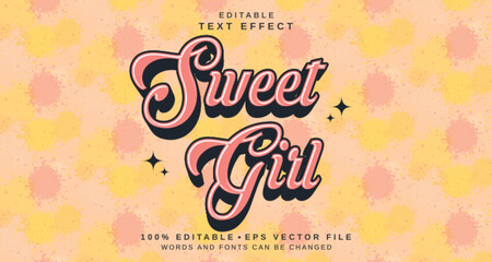 Editable text style effect - Sweet Girl text style theme.