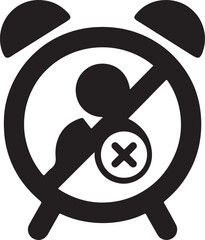 Silhouette icon of alarm clock off symbolizing unlimited leave policy, flexible time off, and employee freedom.